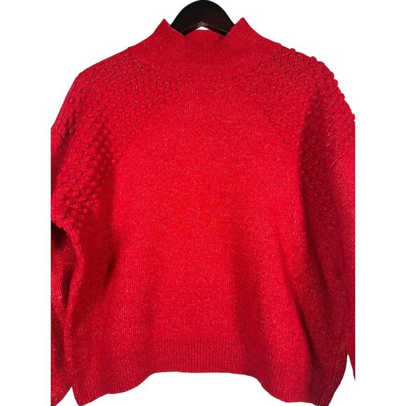 Nine West Sweater Womens Red LG High Neck LS Pullover Christmas Holiday Winter - Picture 2 of 6